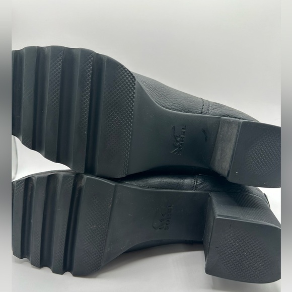 Sorel Women's Black Danica Leather Zip Block Heel Ankle Bootie Sz 10 - Picture 6 of 13